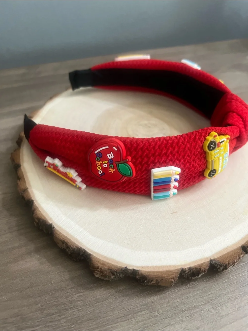 Handmade Red Back to School Knotted Headband Teacher Student Hair Accessory